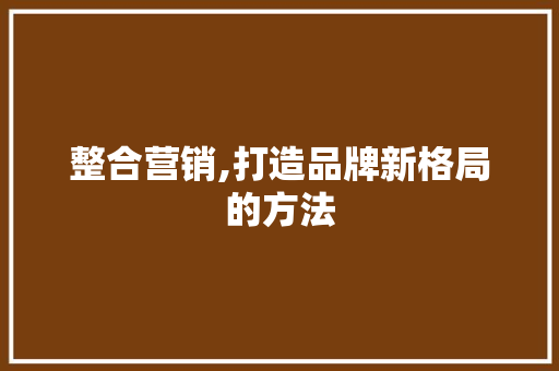 整合营销,打造品牌新格局的方法 网站开发