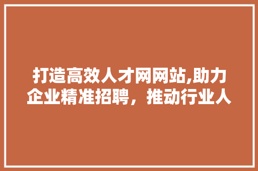 打造高效人才网网站,助力企业精准招聘，推动行业人才发展