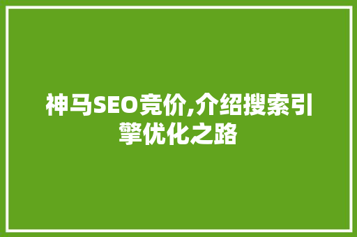 神马SEO竞价,介绍搜索引擎优化之路 网站开发