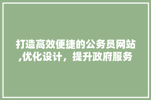 打造高效便捷的公务员网站,优化设计，提升政府服务水平