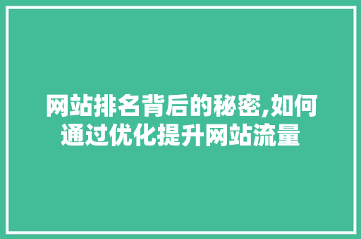 网站排名背后的秘密,如何通过优化提升网站流量 网站开发