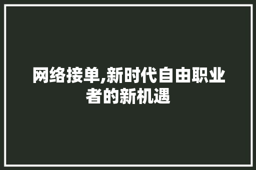 网络接单,新时代自由职业者的新机遇