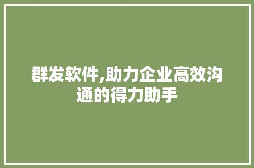群发软件,助力企业高效沟通的得力助手