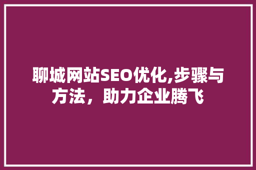 聊城网站SEO优化,步骤与方法，助力企业腾飞