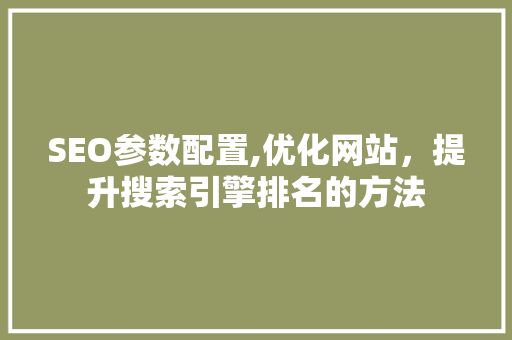 SEO参数配置,优化网站，提升搜索引擎排名的方法