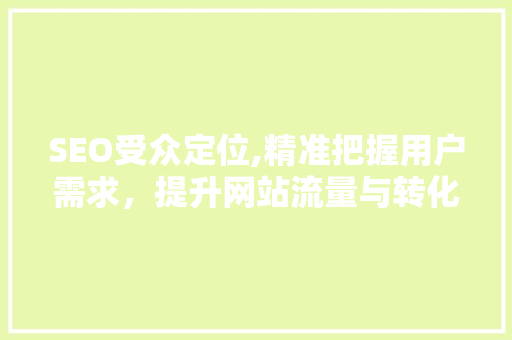 SEO受众定位,精准把握用户需求，提升网站流量与转化率