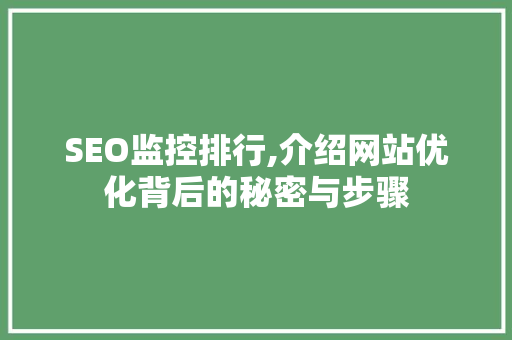 SEO监控排行,介绍网站优化背后的秘密与步骤