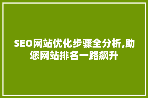 SEO网站优化步骤全分析,助您网站排名一路飙升