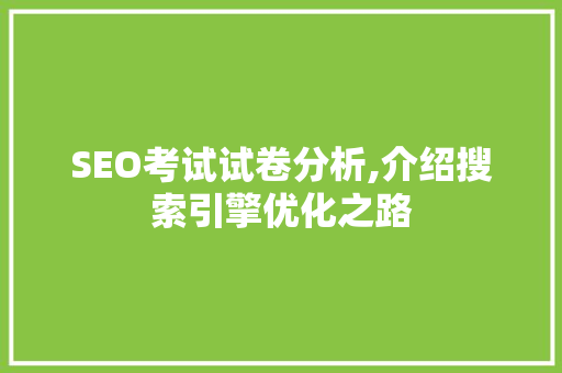 SEO考试试卷分析,介绍搜索引擎优化之路 网站开发