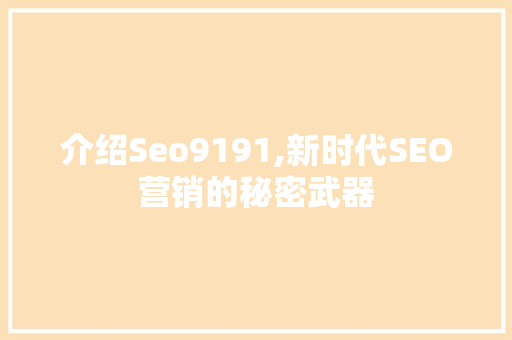 介绍Seo9191,新时代SEO营销的秘密武器