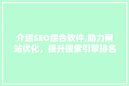 介绍SEO综合软件,助力网站优化，提升搜索引擎排名的利器