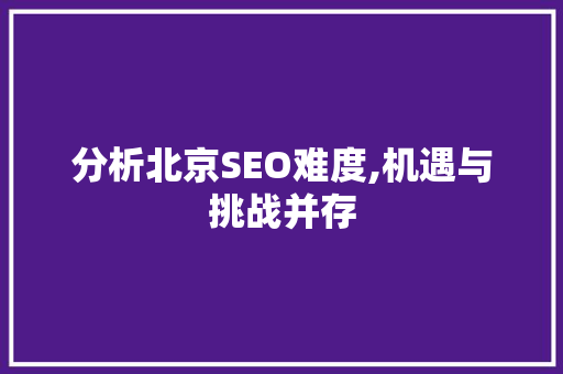 分析北京SEO难度,机遇与挑战并存