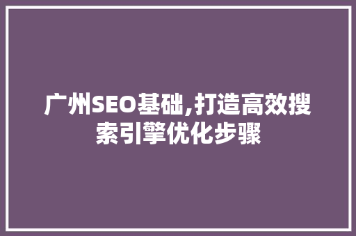 广州SEO基础,打造高效搜索引擎优化步骤