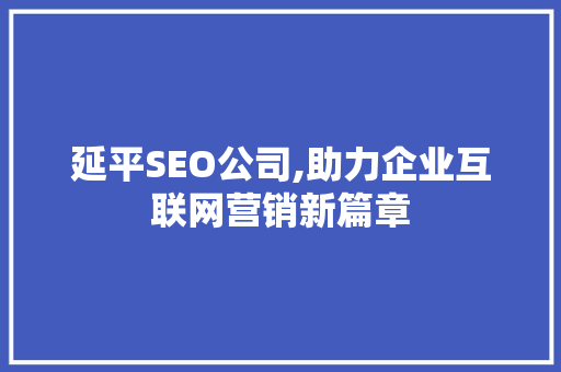 延平SEO公司,助力企业互联网营销新篇章