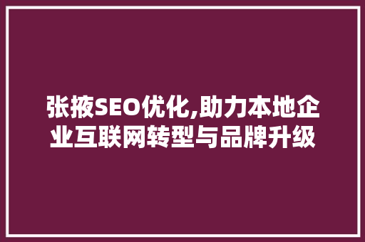 张掖SEO优化,助力本地企业互联网转型与品牌升级