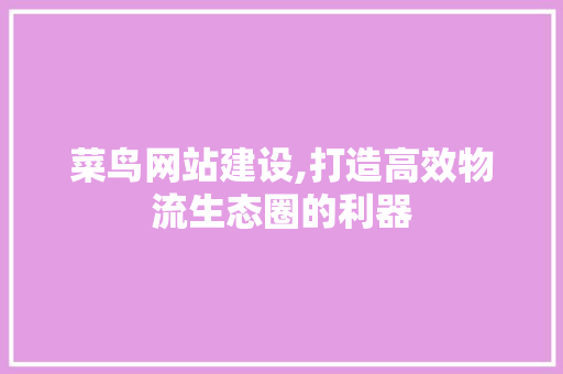 菜鸟网站建设,打造高效物流生态圈的利器 英文谷歌算法