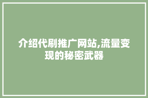 介绍代刷推广网站,流量变现的秘密武器