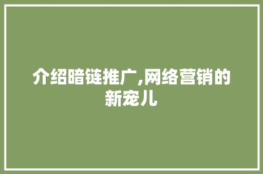 介绍暗链推广,网络营销的新宠儿 百度算法