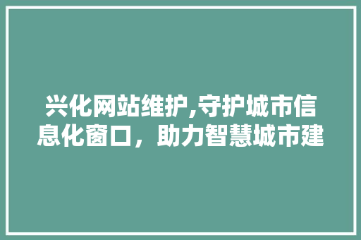 兴化网站维护,守护城市信息化窗口，助力智慧城市建设