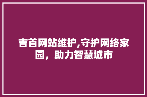 吉首网站维护,守护网络家园，助力智慧城市