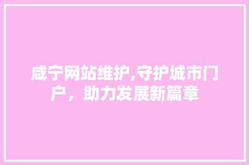 咸宁网站维护,守护城市门户，助力发展新篇章