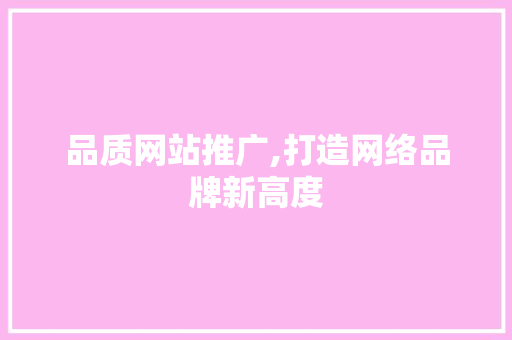 品质网站推广,打造网络品牌新高度