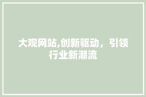 大观网站,创新驱动，引领行业新潮流