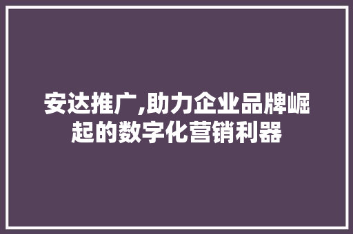 安达推广,助力企业品牌崛起的数字化营销利器