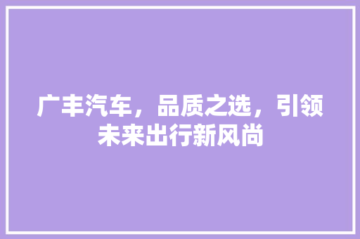 广丰汽车，品质之选，引领未来出行新风尚