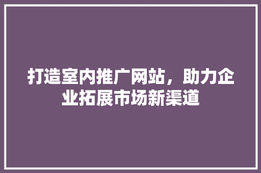 打造室内推广网站，助力企业拓展市场新渠道