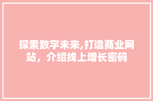探索数字未来,打造商业网站，介绍线上增长密码 网站开发