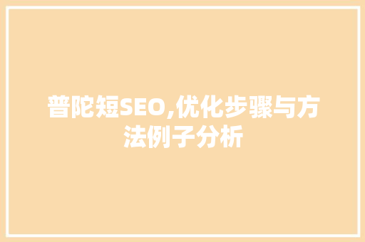 普陀短SEO,优化步骤与方法例子分析
