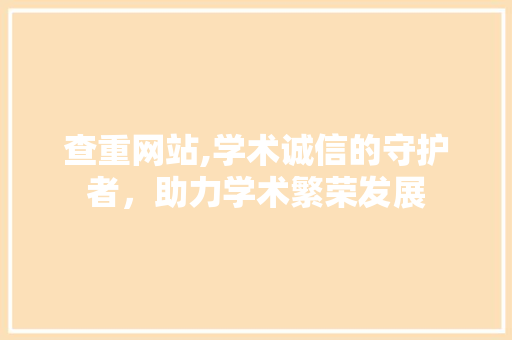 查重网站,学术诚信的守护者，助力学术繁荣发展