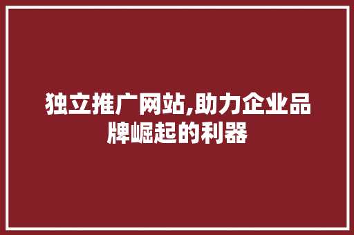 独立推广网站,助力企业品牌崛起的利器