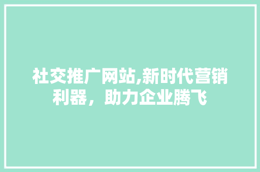 社交推广网站,新时代营销利器，助力企业腾飞