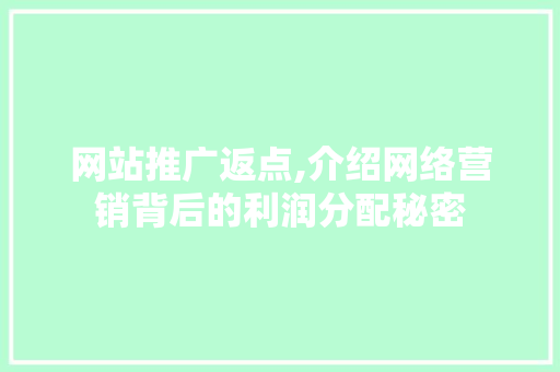网站推广返点,介绍网络营销背后的利润分配秘密