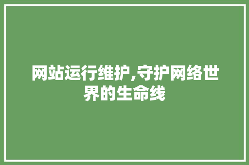 网站运行维护,守护网络世界的生命线