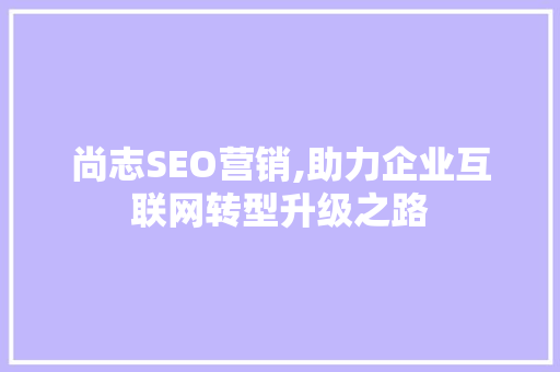尚志SEO营销,助力企业互联网转型升级之路