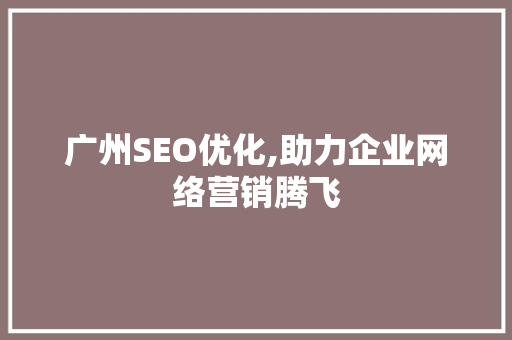 广州SEO优化,助力企业网络营销腾飞 网站开发