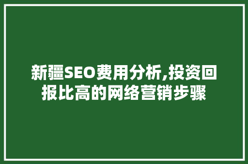 新疆SEO费用分析,投资回报比高的网络营销步骤 AI技术学习