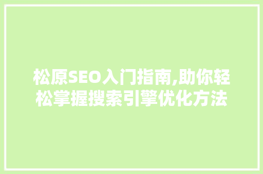 松原SEO入门指南,助你轻松掌握搜索引擎优化方法 网站开发