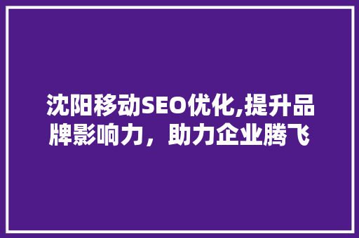 沈阳移动SEO优化,提升品牌影响力，助力企业腾飞