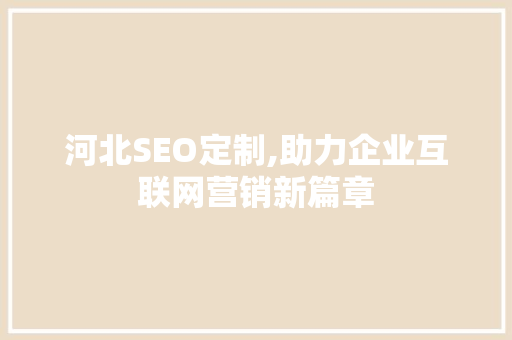 河北SEO定制,助力企业互联网营销新篇章 小程序开发