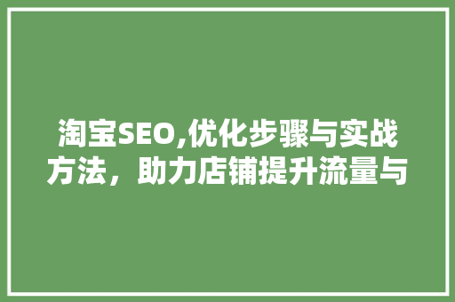 淘宝SEO,优化步骤与实战方法，助力店铺提升流量与转化率 小程序开发