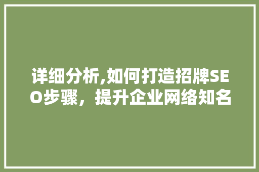 详细分析,如何打造招牌SEO步骤，提升企业网络知名度 seo技术