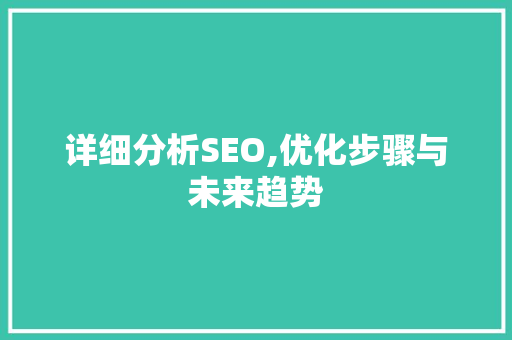 详细分析SEO,优化步骤与未来趋势