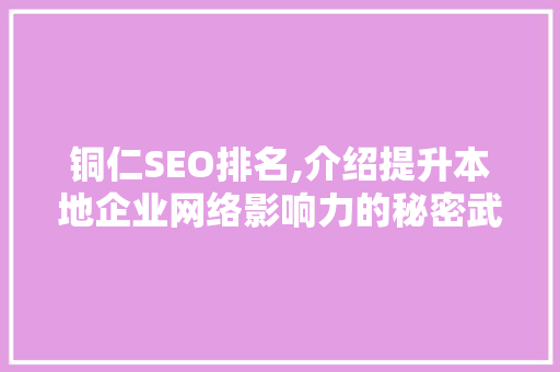 铜仁SEO排名,介绍提升本地企业网络影响力的秘密武器 小程序开发