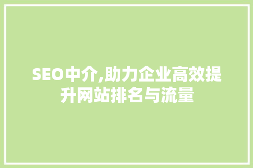 SEO中介,助力企业高效提升网站排名与流量