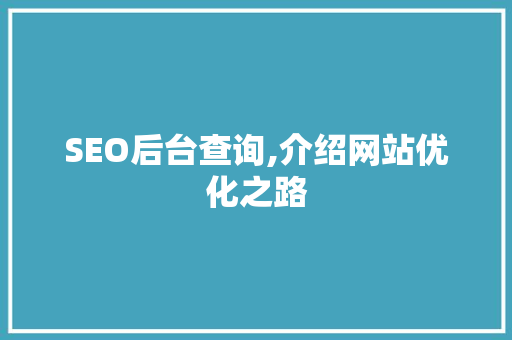 SEO后台查询,介绍网站优化之路 AI技术学习