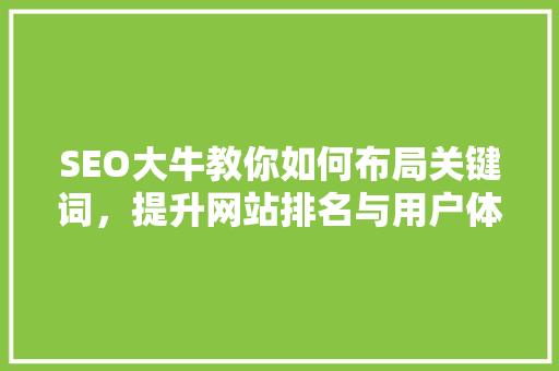 SEO大牛教你如何布局关键词，提升网站排名与用户体验